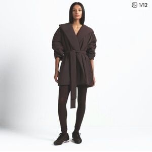 NWOT SKIMS x Nike Black  Wrap Coat Belted
Hooded Oversized SMALL